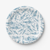 Portugees Lissabon Sardines Pattern Azulejos White Papieren Bordje (Voorkant)