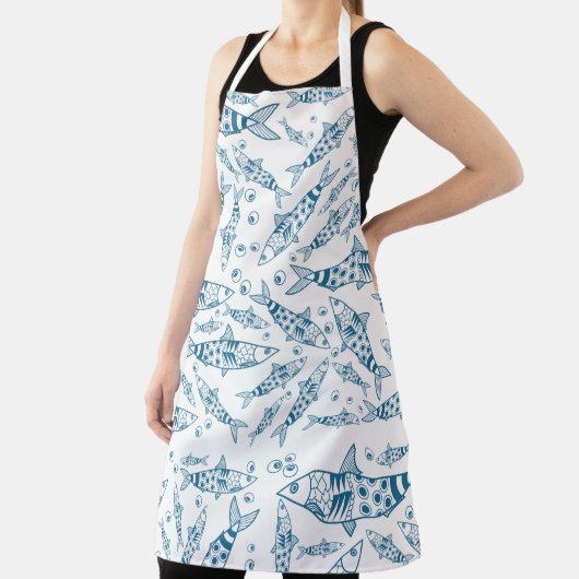 Portugees Lissabon Sardines Pattern Azulejos White Schort (Insitu)