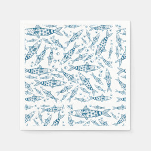 Portugees Lissabon Sardines Pattern Azulejos White Servet