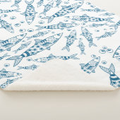 Portugees Lissabon Sardines Pattern Azulejos White Sherpa Deken (3/4)