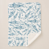 Portugees Lissabon Sardines Pattern Azulejos White Sherpa Deken (Voorkant)