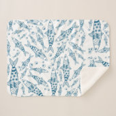 Portugees Lissabon Sardines Pattern Azulejos White Sherpa Deken (Voorkant (horizontaal))