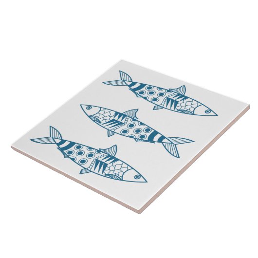 Portugees Lissabon Sardines Pattern Azulejos White Tegeltje (Zijkant)