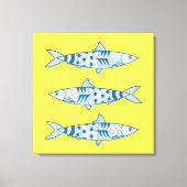 Portugees Lissabon Sardines Pattern Azulejos Yello Canvas Afdruk (Voorkant)
