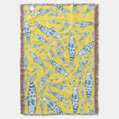 Portugees Lissabon Sardines Pattern Azulejos Yello Deken (Voorkant Verticaal)