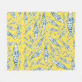Portugees Lissabon Sardines Pattern Azulejos Yello Fleece Deken (Voorkant (Horizontaal))