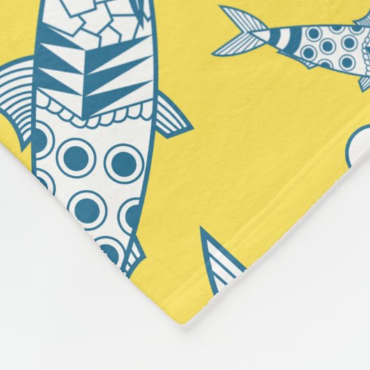 Portugees Lissabon Sardines Pattern Azulejos Yello Fleece Deken (Hoek)