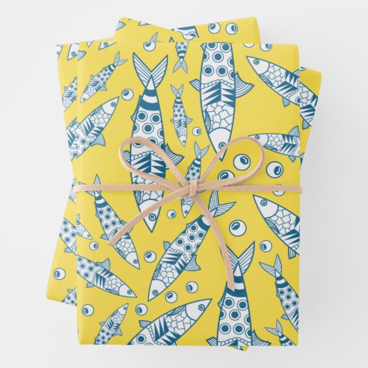 Portugees Lissabon Sardines Pattern Azulejos Yello Inpakpapier Vel (In situ)