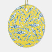 Portugees Lissabon Sardines Pattern Azulejos Yello Keramisch Ornament (Links)