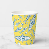 Portugees Lissabon Sardines Pattern Azulejos Yello Papieren Bekers (Achterkant)
