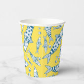 Portugees Lissabon Sardines Pattern Azulejos Yello Papieren Bekers (Rechts)