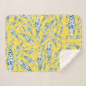 Portugees Lissabon Sardines Pattern Azulejos Yello Sherpa Deken (Voorkant (horizontaal))