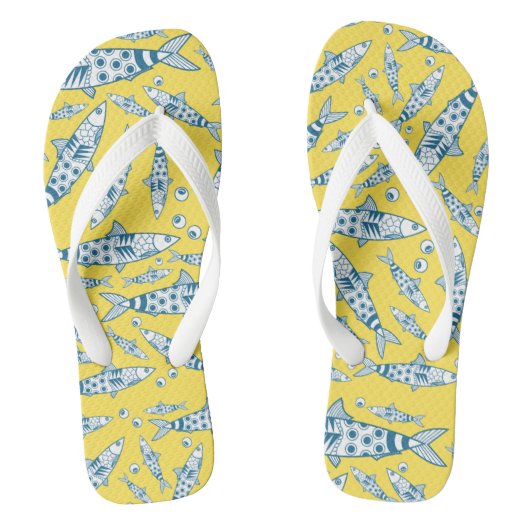 Portugees Lissabon Sardines Pattern Azulejos Yello Teenslippers (Voetbed)