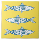 Portugees Lissabon Sardines Pattern Azulejos Yello Tegeltje (Voorkant)