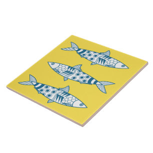Portugees Lissabon Sardines Pattern Azulejos Yello Tegeltje