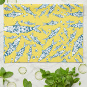 Portugees Lissabon Sardines Pattern Azulejos Yello Theedoek (Gevouwen)