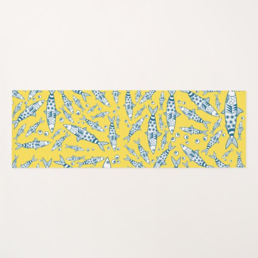 Portugees Lissabon Sardines Pattern Azulejos Yello Yogamat (Voorkant (horizontaal))
