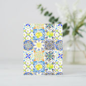 Portugees Majolica Azulejo Mediterranean Lemon Briefkaart (Staand voorkant)