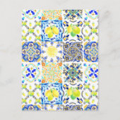 Portugees Majolica Azulejo Mediterranean Lemon Briefkaart (Voorkant)