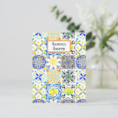 Portugees Majolica Azulejo Mediterranean Lemon Briefkaart (Staand voorkant)