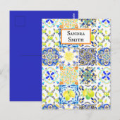Portugees Majolica Azulejo Mediterranean Lemon Briefkaart (Voorkant / Achterkant)