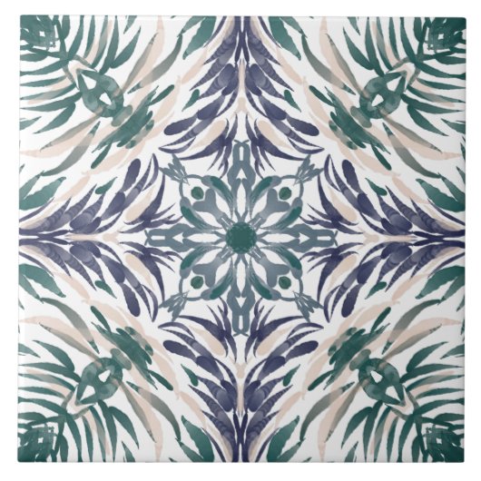 Portugees mediterraan Blauw Groen Tegeltje (Voorkant)