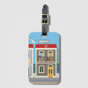 Portugees mooie huizen met tegels of azulejos bagagelabel