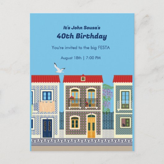 Portugees mooie huizen met tegels of azulejos briefkaart (Voorkant)