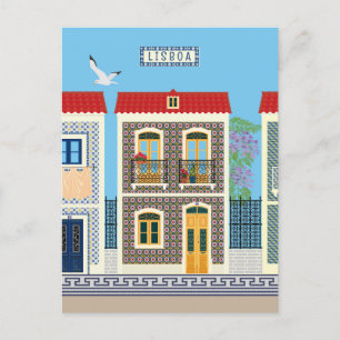 Portugees mooie huizen met tegels of azulejos briefkaart