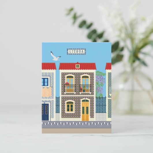 Portugees mooie huizen met tegels of azulejos briefkaart (Staand voorkant)