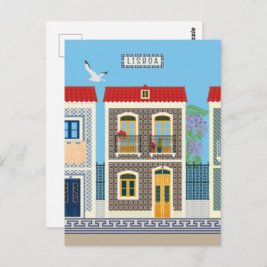 Portugees mooie huizen met tegels of azulejos briefkaart (Voorkant / Achterkant)