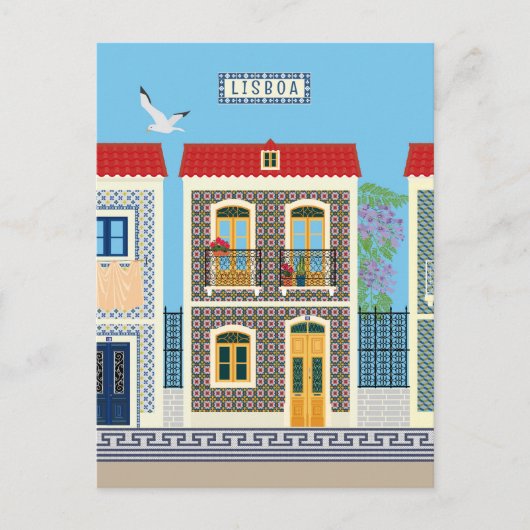 Portugees mooie huizen met tegels of azulejos briefkaart (Voorkant)
