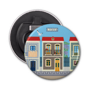 Portugees mooie huizen met tegels of azulejos button flesopener