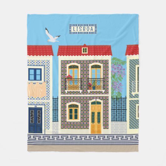 Portugees mooie huizen met tegels of azulejos fleece deken (Voorkant)