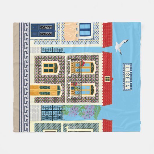Portugees mooie huizen met tegels of azulejos fleece deken (Voorkant (Horizontaal))