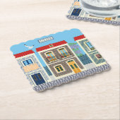 Portugees mooie huizen met tegels of azulejos kartonnen onderzetters (Gebogen)