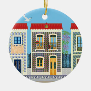 Portugees mooie huizen met tegels of azulejos keramisch ornament