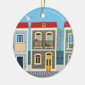 Portugees mooie huizen met tegels of azulejos keramisch ornament (Links)