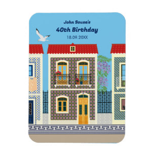 Portugees mooie huizen met tegels of azulejos magneet