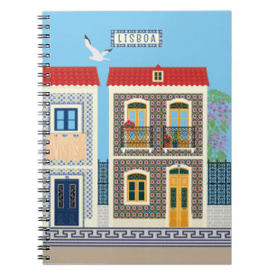 Portugees mooie huizen met tegels of azulejos notitieboek