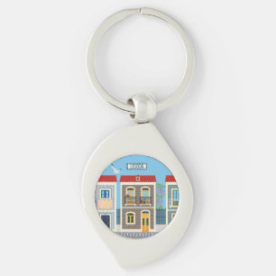Portugees mooie huizen met tegels of azulejos sleutelhanger
