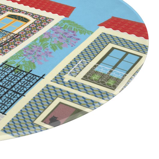 Portugees mooie huizen met tegels of azulejos snijplank (Hoek)