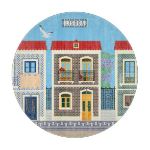Portugees mooie huizen met tegels of azulejos snijplank