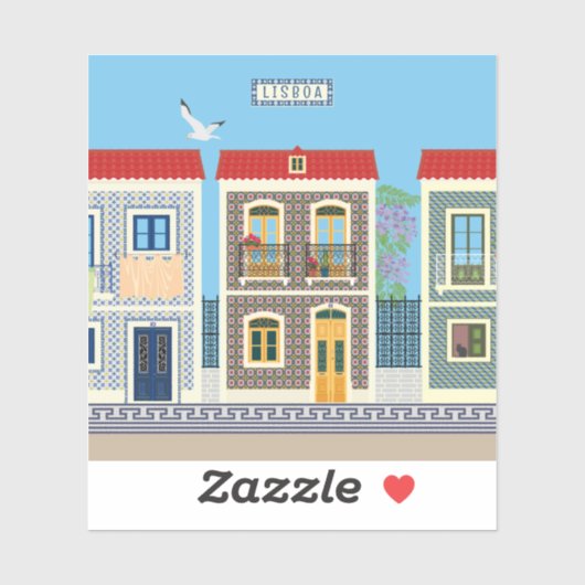Portugees mooie huizen met tegels of azulejos sticker