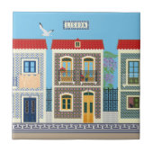 Portugees mooie huizen met tegels of azulejos tegeltje (Voorkant)