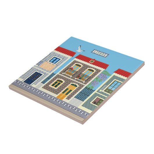 Portugees mooie huizen met tegels of azulejos tegeltje (Zijkant)