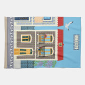 Portugees mooie huizen met tegels of azulejos theedoek (Horizontaal)