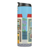 Portugees mooie huizen met tegels of azulejos thermosbeker (Geroteerd rechts)