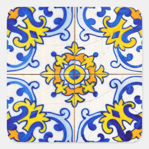 Portugees Mozaïek Azulejo Art Tegel Vierkante Sticker