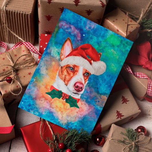 Portugees Podengo Breed Dog Kerstmis Feestdagenkaart